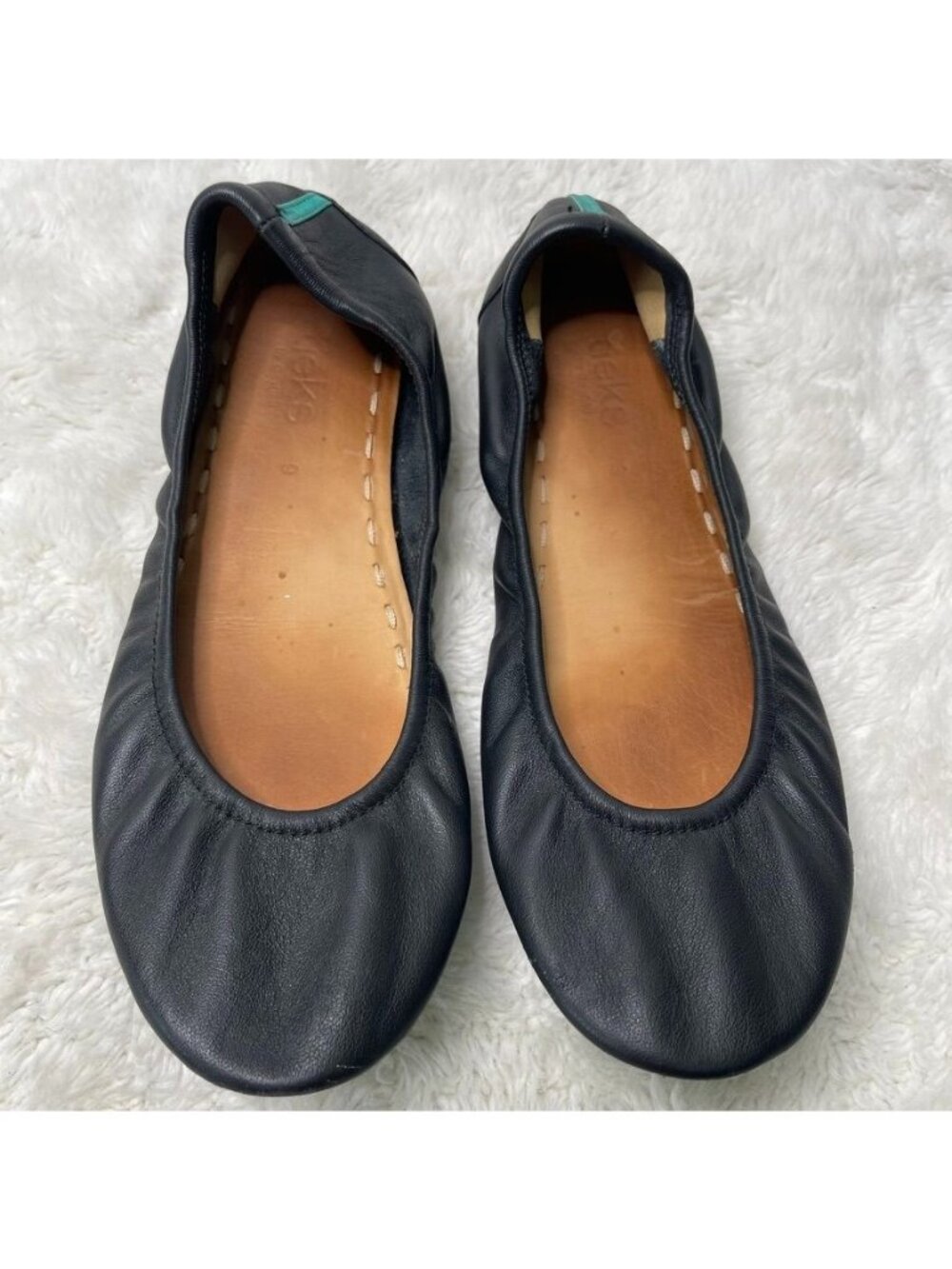 Tieks Ballet Flats Size 9 Black Leather Matte Classic Foldable Shoes Comfort